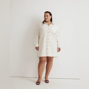 NWT Madewell Plus Corduroy Easy Mini Shirtdress - 2X - Ivory Cream